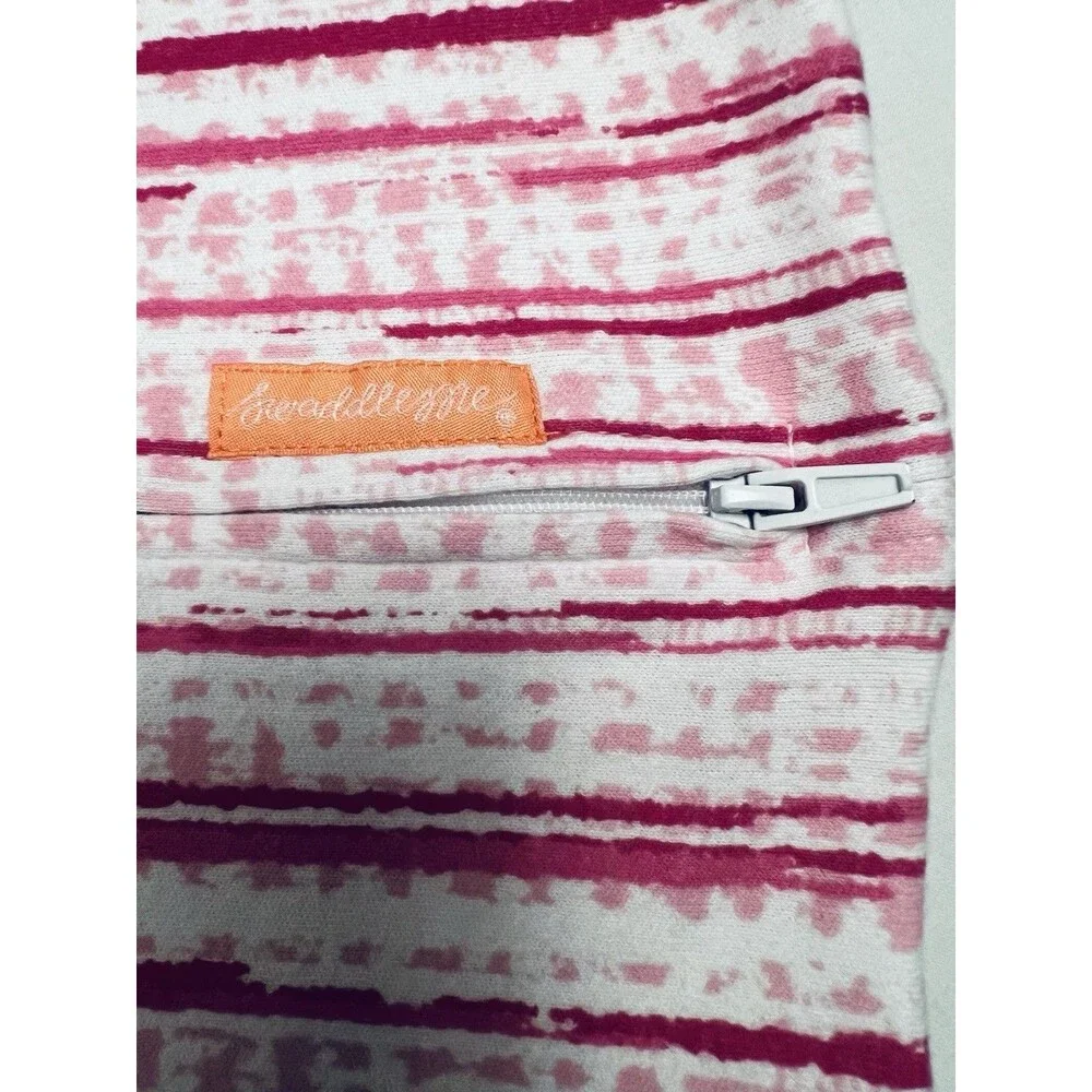 SwaddleMe Wearable Blanket Sleep Sack Pink/White Zip Front Size L Cotton